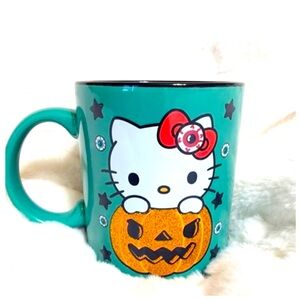 NEW Hello Kitty By Sanrio Halloween Glitter Jack-O-Lantern Green & Black Mug